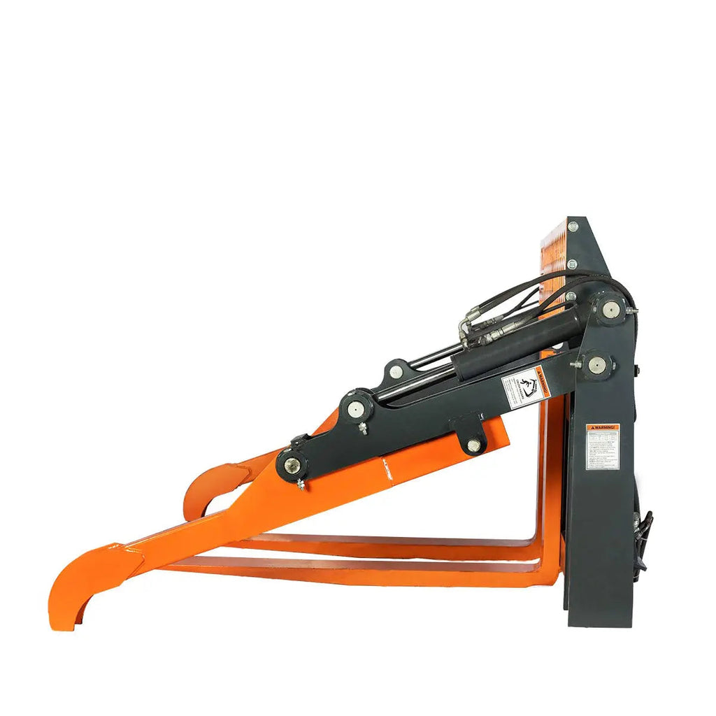 48" Two-Cylinder Pallet Fork Pipe Grapple, 6200-lb Lift Capacity, ITA Class III Forged Tines, Skid Steer Mount, TMG-SPG45