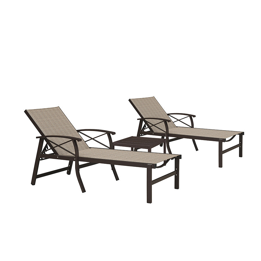 PURPLE LEAF Outdoor Chaise Lounge Chair Patio Pool Lounger Aluminum Chairs with Side Table and Wheels Adjustable Tanning Recliner with Armrests for Outside Backyard Deck Beach