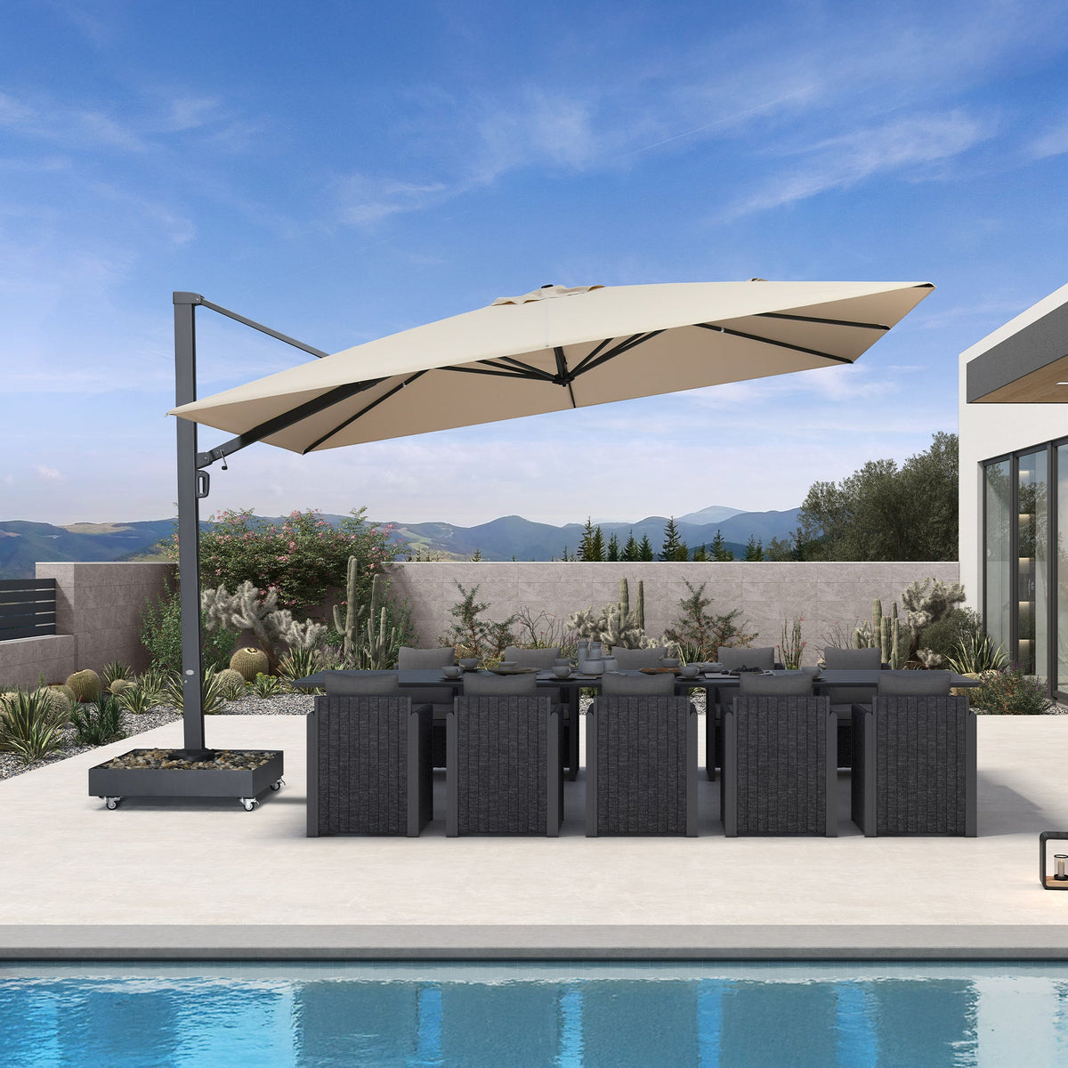 PURPLE LEAF Heavy Duty Cantilever Patio Umbrella Extra Large Outdoor Umbrella for Yard, Garden, Pool