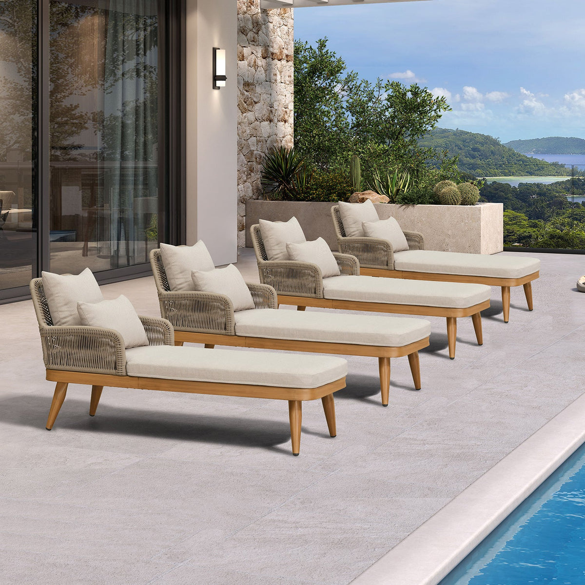 PURPLE LEAF Patio Chaise Lounge Chair, Aluminum Pool Lounge Chairs for Outdoor with 2 Cushions for Deck, Pool, Lawn, Garden, Courtyard, Porch