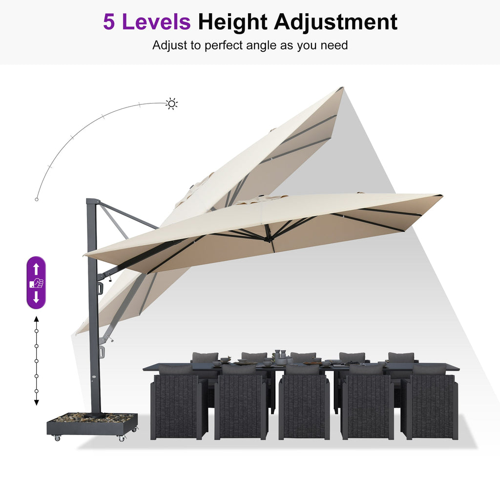 PURPLE LEAF Heavy Duty Cantilever Patio Umbrella Extra Large Outdoor Umbrella for Yard, Garden, Pool