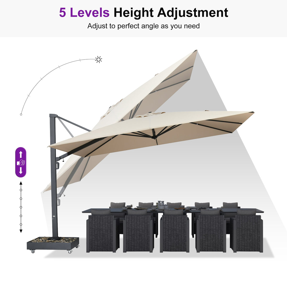 PURPLE LEAF Heavy Duty Cantilever Patio Umbrella Extra Large Outdoor Umbrella for Yard, Garden, Pool