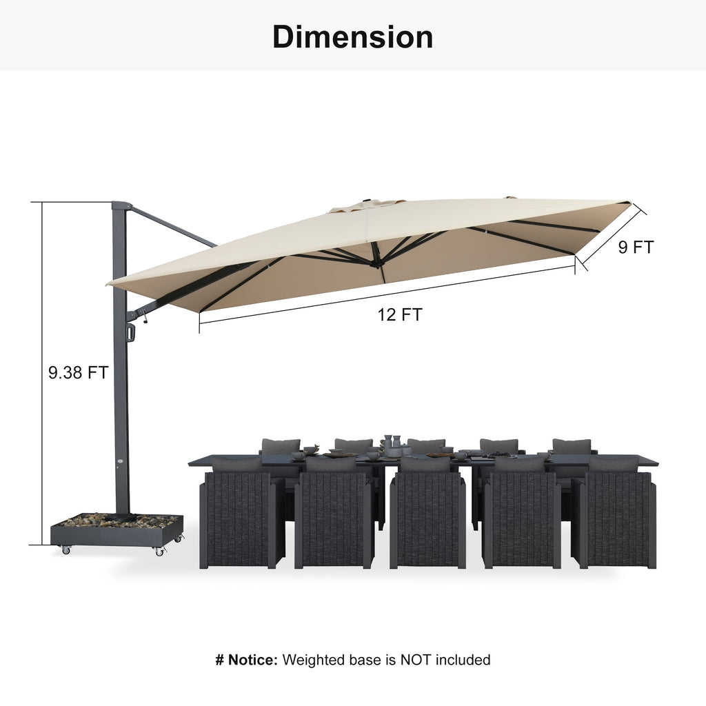 PURPLE LEAF Heavy Duty Cantilever Patio Umbrella Extra Large Outdoor Umbrella for Yard, Garden, Pool