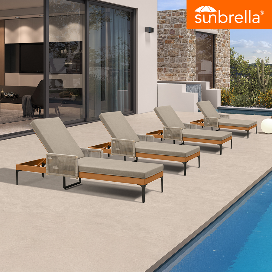 PURPLE LEAF Outdoor Chaise Lounge Sunbrella Patio Lounge Chair Recliner and Cushion for Poolside Balcony Backyard