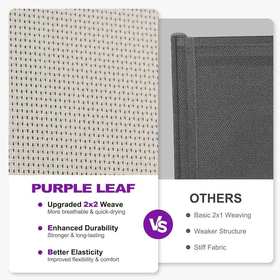 PURPLE LEAF Patio Chaise Lounge Plastic Pool Outdoor Lounge Chair with Aluminum Frame Stackable Patio Tanning Chairs for Poolside Sunbathing Beach Deck Yard