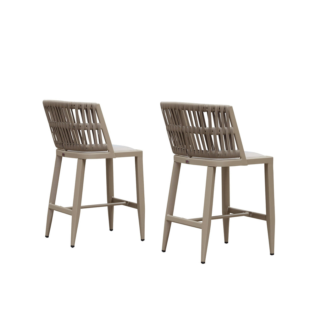 PURPLE LEAF Outdoor Bar Stools Set of 2 for Overweight Wicker Rattan Patio Barstools Woven Modern Bar Chairs with Backrest and Cushions for Garden Outside