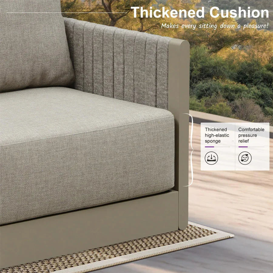 PURPLE LEAF Sanori L-Shaped Patio Couch Set Modular Sofa with Beige Cushions for Backyard