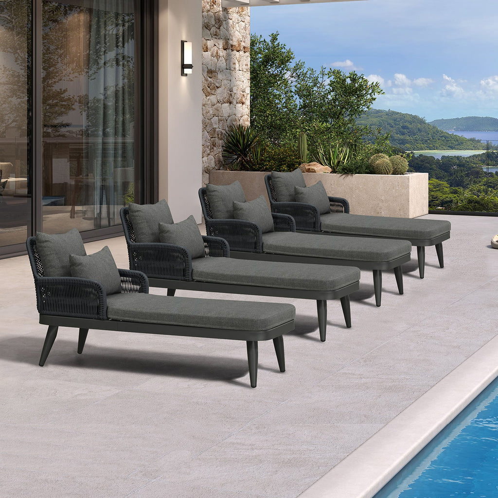 PURPLE LEAF Patio Chaise Lounge Chair, Aluminum Pool Lounge Chairs for Outdoor with 2 Cushions for Deck, Pool, Lawn, Garden, Courtyard, Porch