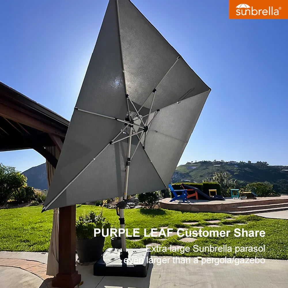 PURPLE LEAF – Parasol de terrasse Premium Classic SUNBRELLA déporté