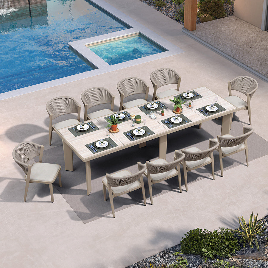 PURPLE LEAF 7 / 9 / 11 pcs Outdoor Dining Set Patio Dining Furniture for Lawn Backyard Deck Brown