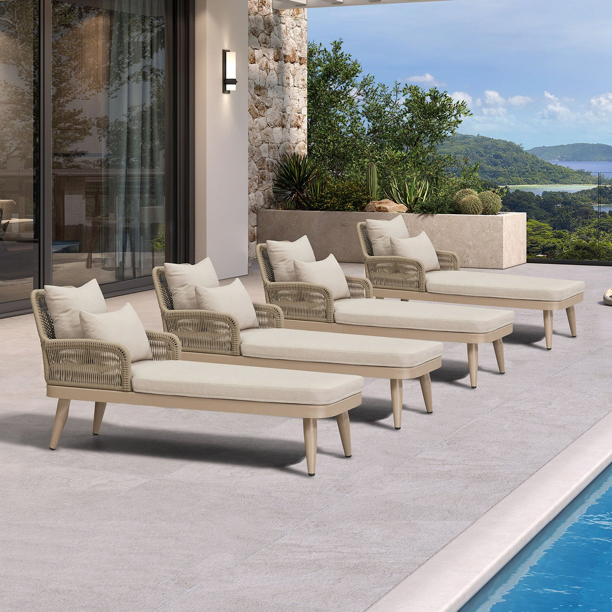 PURPLE LEAF Patio Chaise Lounge Chair, Aluminum Pool Lounge Chairs for Outdoor with 2 Cushions for Deck, Pool, Lawn, Garden, Courtyard, Porch