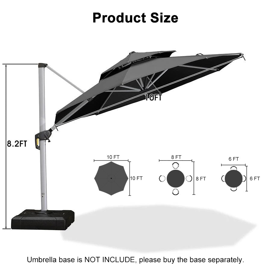 PURPLE LEAF Round Cantilever Patio Umbrella Heavy Duty Umbrella for Porch Garden Pool