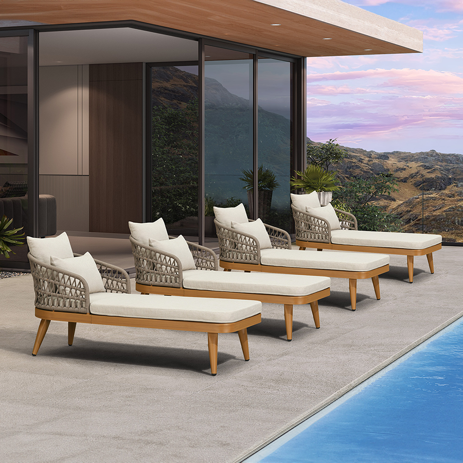 PURPLE LEAF Patio Chaise Lounge Chair  Aluminum Pool Lounge Chairs for Outdoor with 2 Cushions for Deck, Pool, Lawn, Garden, Courtyard, Porch
