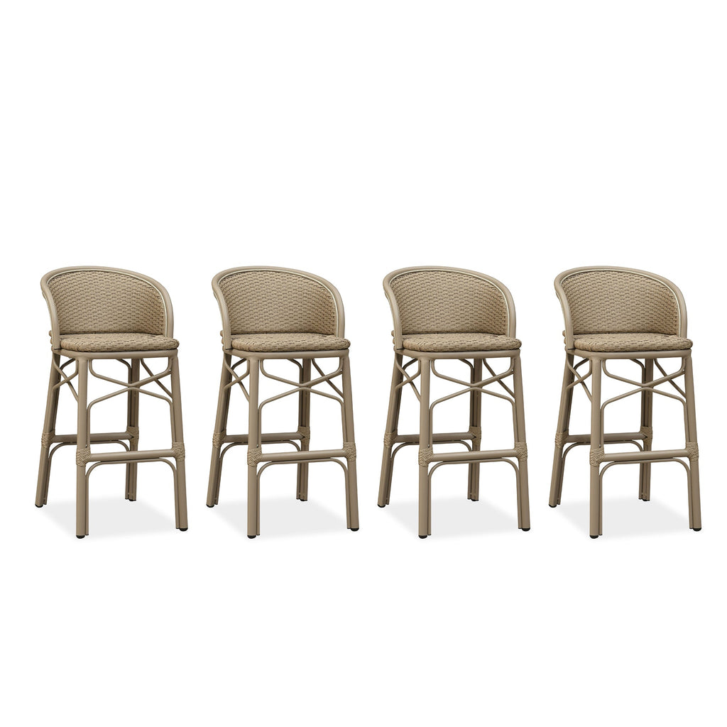 PURPLE LEAF Outdoor Bar Stools Set of 2 Rattan Patio Tall Bar Chairs Aluminum Frame with Back Barstools for Kitchen Garden Backyard Bistros Restaurant