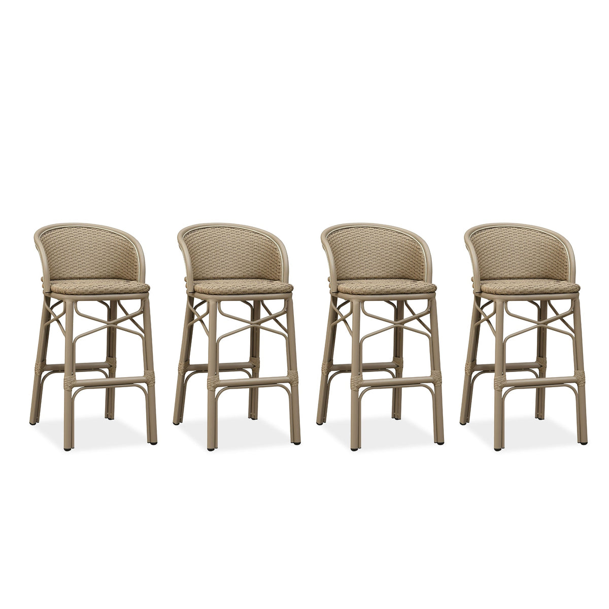 PURPLE LEAF Outdoor Bar Stools Set of 2 Rattan Patio Tall Bar Chairs Aluminum Frame with Back Barstools for Kitchen Garden Backyard Bistros Restaurant
