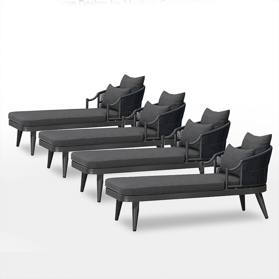 PURPLE LEAF Outdoor Lounge Chair, Patio Chaise Lounge with Cushioned Seat & Supportive Armrests, Ergonomic Aluminum Pool Lounge Chairs for Backyard Deck Poolside