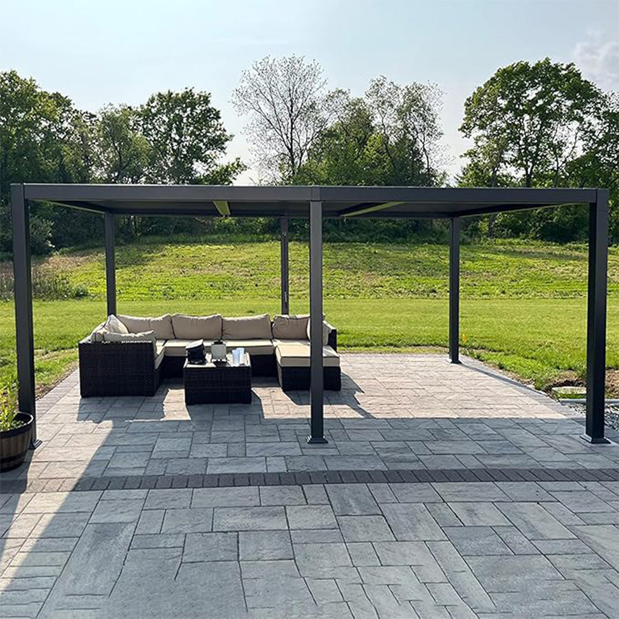 PURPLE LEAF Caesar Outdoor Louvered Pergola Patio Sun Shade Shelter with Adjustable Hardtop Patio Pergola Grey