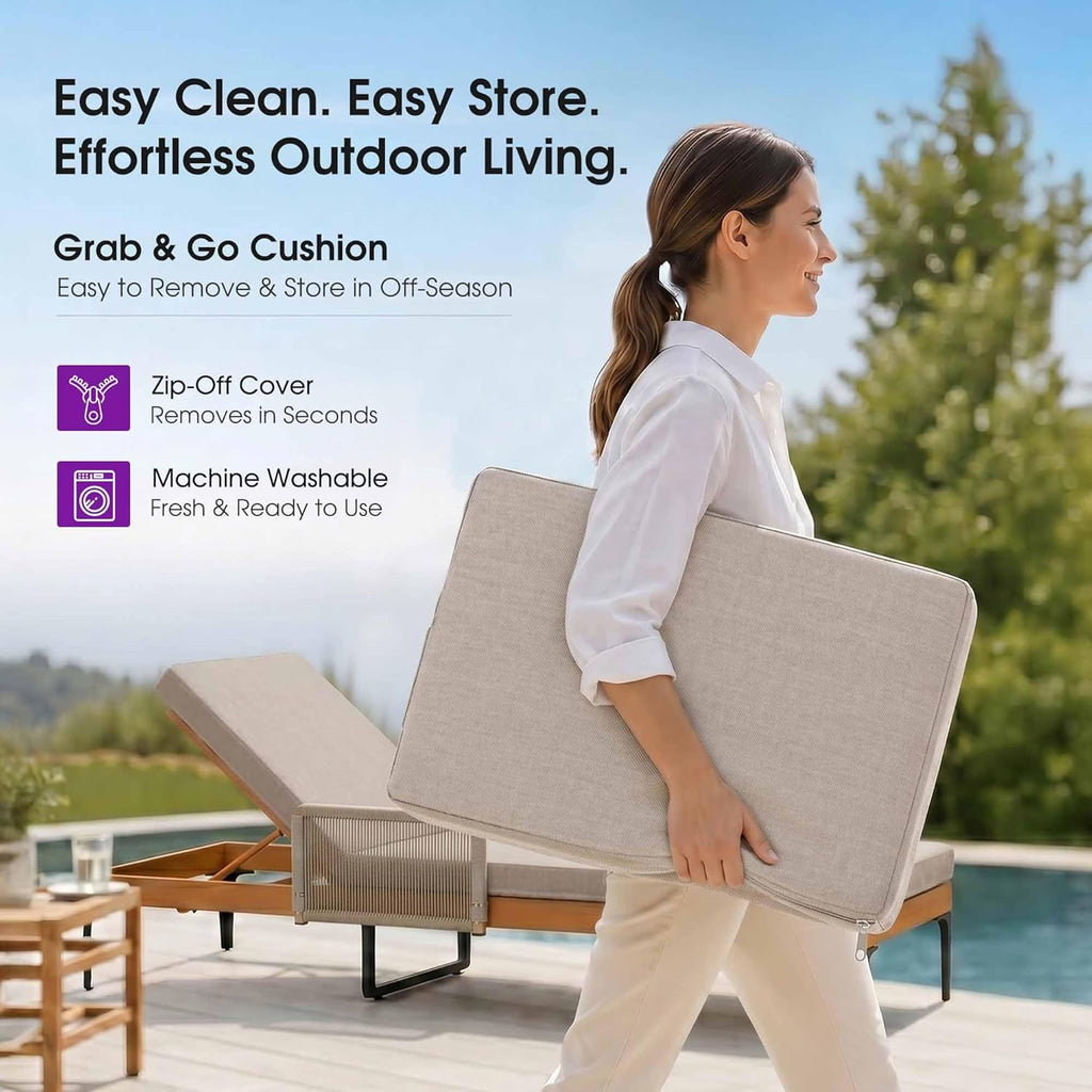 PURPLE LEAF Outdoor Chaise Lounge Sunbrella Patio Lounge Chair Recliner and Cushion for Poolside Balcony Backyard