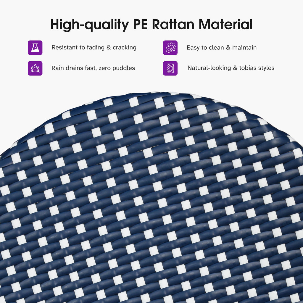 PURPLE LEAF Patio Oversized Backrest Bar Height Stool Set of 2 Outdoor Round Barstools Aluminum Frame Woven Rattan for Indoor Kitchen Dining Bistros Cafe Restaurant