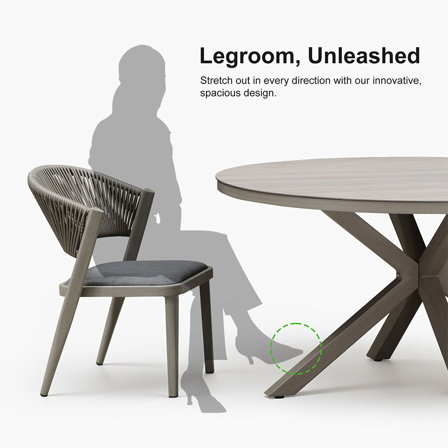 PURPLE LEAF Round Patio Dining Set with Aluminum Frame and Wicker Rattan Dining Chair with Comfortable Cushions for Deck Porch Kitchen Outdoor