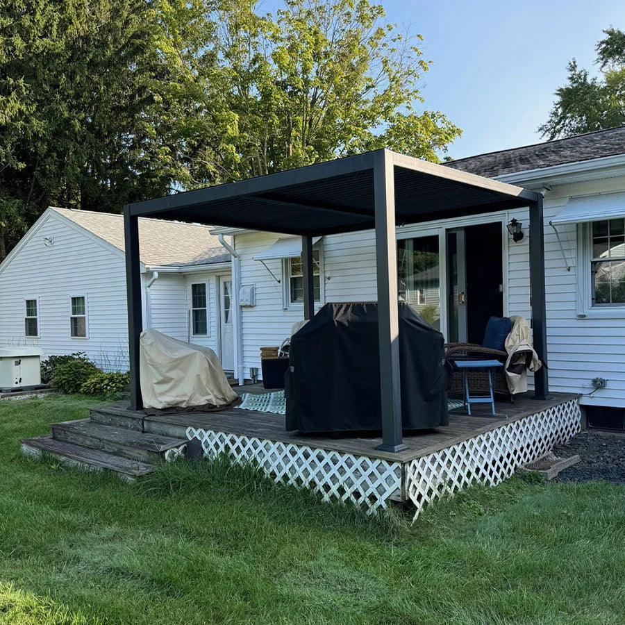 PURPLE LEAF Caesar Outdoor Louvered Pergola Patio Sun Shade Shelter with Adjustable Hardtop Patio Pergola Grey