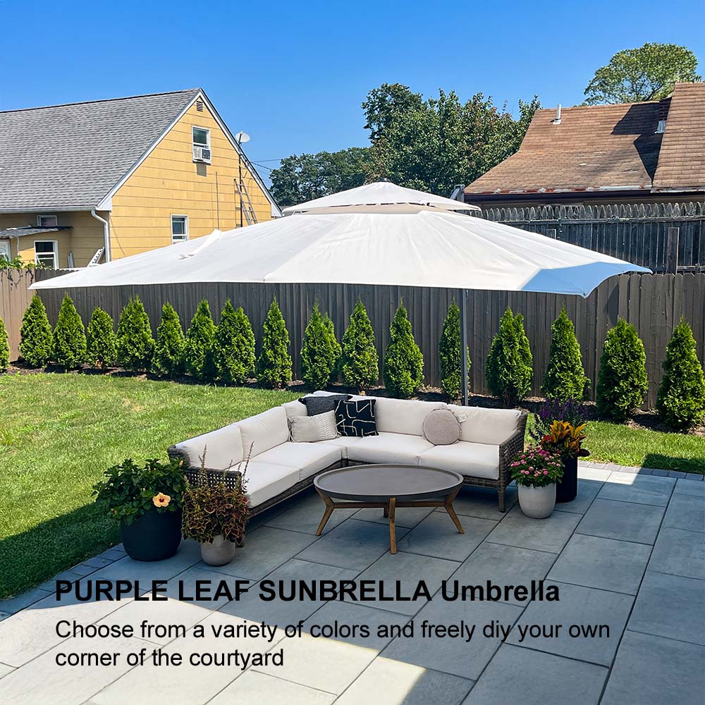 PURPLE LEAF SUNBRELLA Cantilever Umbrella Grey Aluminum Patio Umbrella