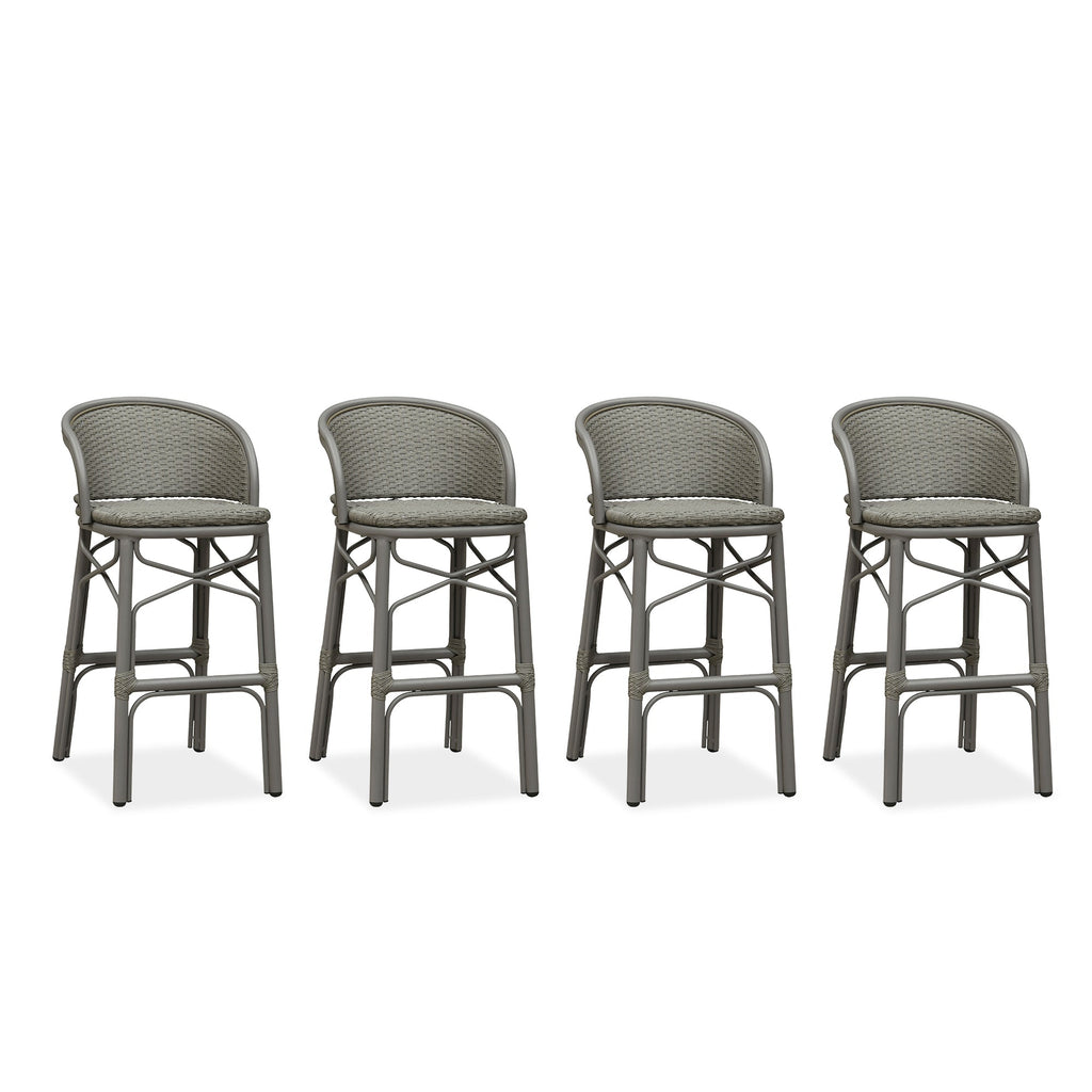 PURPLE LEAF Outdoor Bar Stools Set of 2 Rattan Patio Tall Bar Chairs Aluminum Frame with Back Barstools for Kitchen Garden Backyard Bistros Restaurant