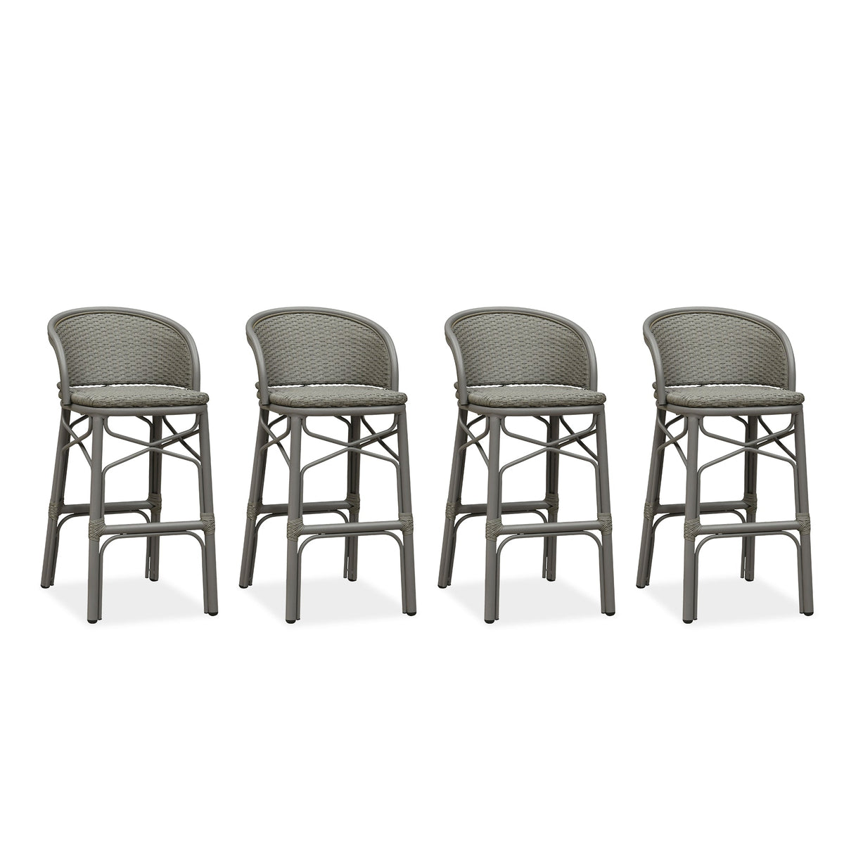 PURPLE LEAF Outdoor Bar Stools Set of 2 Rattan Patio Tall Bar Chairs Aluminum Frame with Back Barstools for Kitchen Garden Backyard Bistros Restaurant