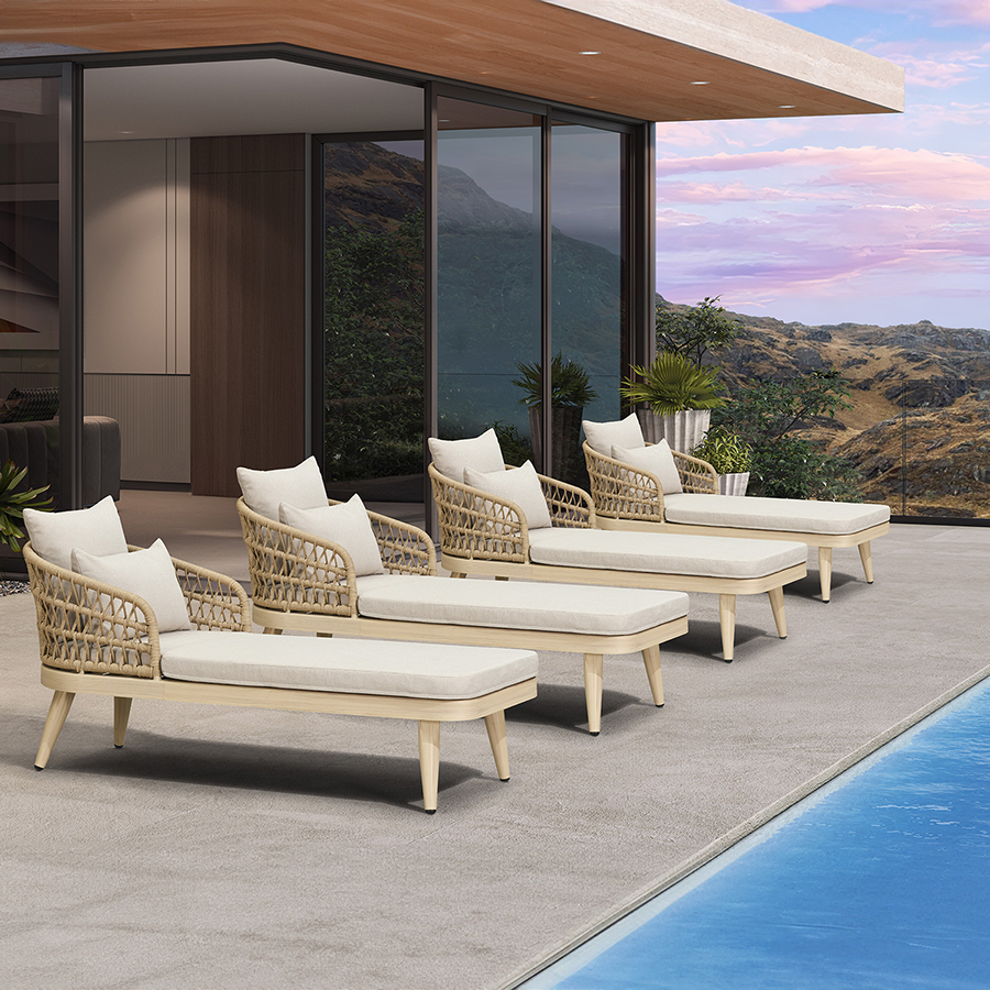 PURPLE LEAF Patio Chaise Lounge Chair  Aluminum Pool Lounge Chairs for Outdoor with 2 Cushions for Deck, Pool, Lawn, Garden, Courtyard, Porch