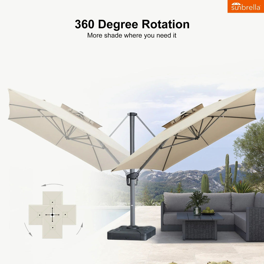 PURPLE LEAF SUNBRELLA Cantilever Umbrella Grey Aluminum Patio Umbrella