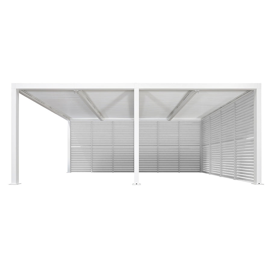 PURPLE LEAF Athena Louvered Pergola white Outdoor Aluminum Pergola with Shutter Wall Adjustable Gazebo Rainproof for Patio Deck Garden