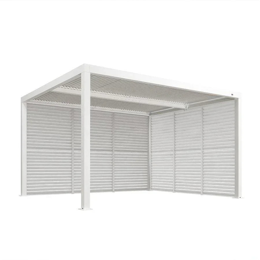 PURPLE LEAF Athena Louvered Pergola white Outdoor Aluminum Pergola with Shutter Wall Adjustable Gazebo Rainproof for Patio Deck Garden