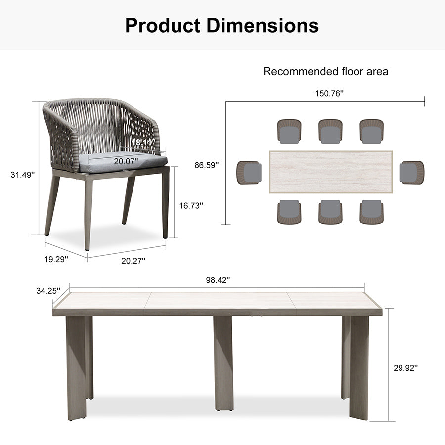 PURPLE LEAF Patio Dining Set with Sunbrella Fabric Cushions and Aluminum Table All-Weather Wicker Patio Table Set for Deck
