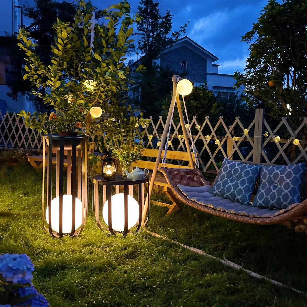 PURPLE LEAF Double Cloud Hanging Chair - Outdoor Patio Rattan Swing Chair with Cushion and Backrest.
