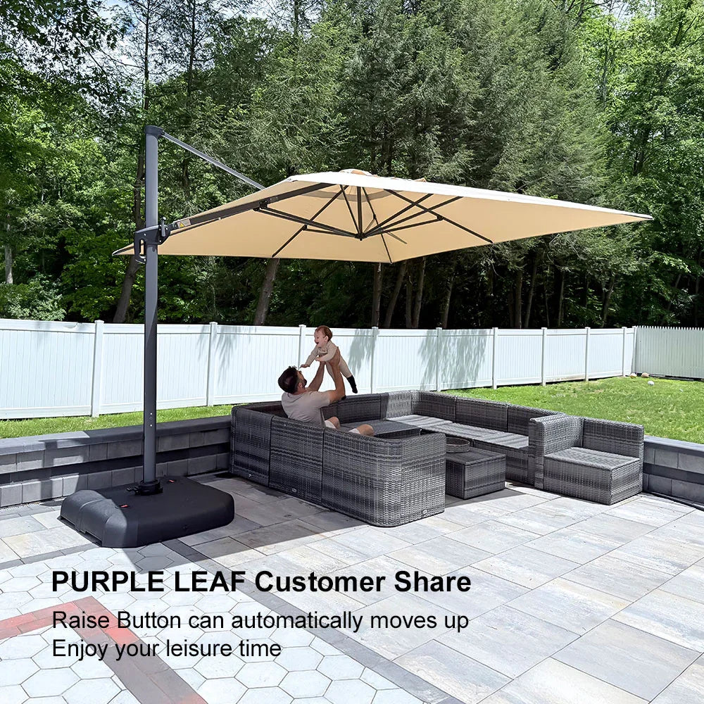 PURPLE LEAF Cantilever Telescopic Outdoor Umbrella for Swimming Pool, Patio, Porch, Garden Umbrellas