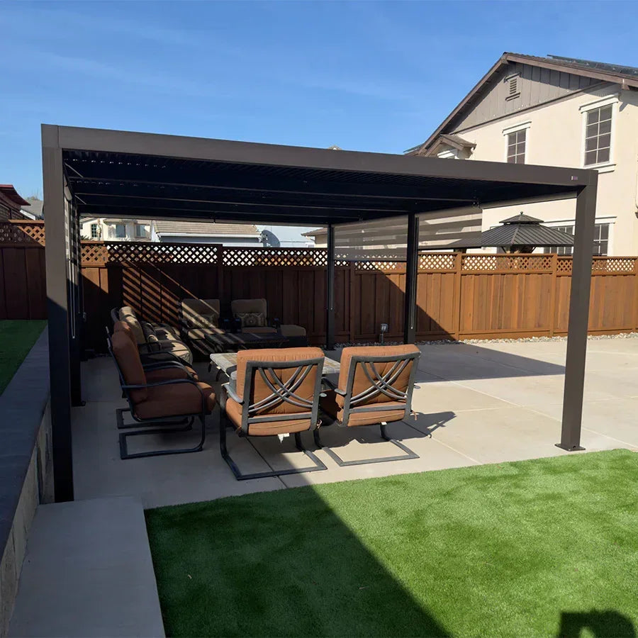 PURPLE LEAF Athena Louvered Pergola Outdoor Aluminum Pergola with Adjustable Roof for Deck Backyard Garden Hardtop Gazebo