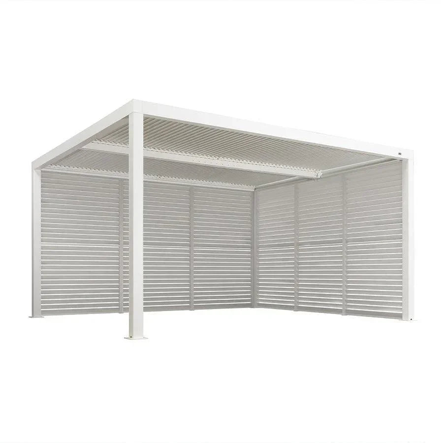 PURPLE LEAF Athena Louvered Pergola white Outdoor Aluminum Pergola with Shutter Wall Adjustable Gazebo Rainproof for Patio Deck Garden