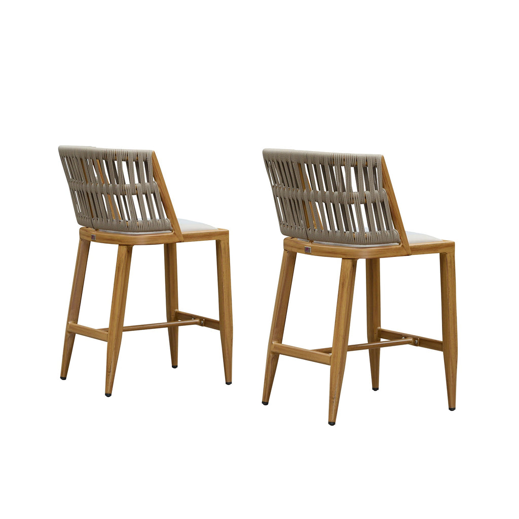PURPLE LEAF Outdoor Bar Stools Set of 2 for Overweight Wicker Rattan Patio Barstools Woven Modern Bar Chairs with Backrest and Cushions for Garden Outside