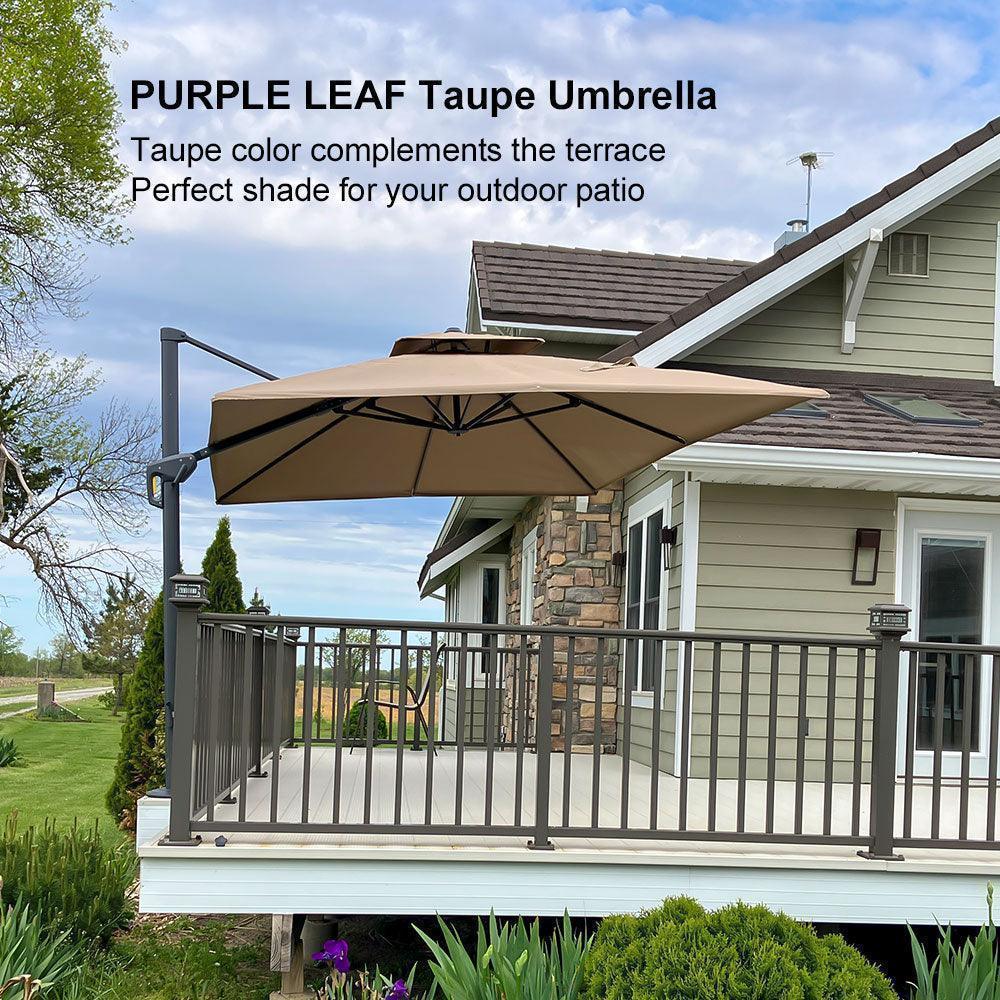 PURPLE LEAF Cantilever Patio Umbrella Gray Pole Outdoor Umbrella with UV Protection