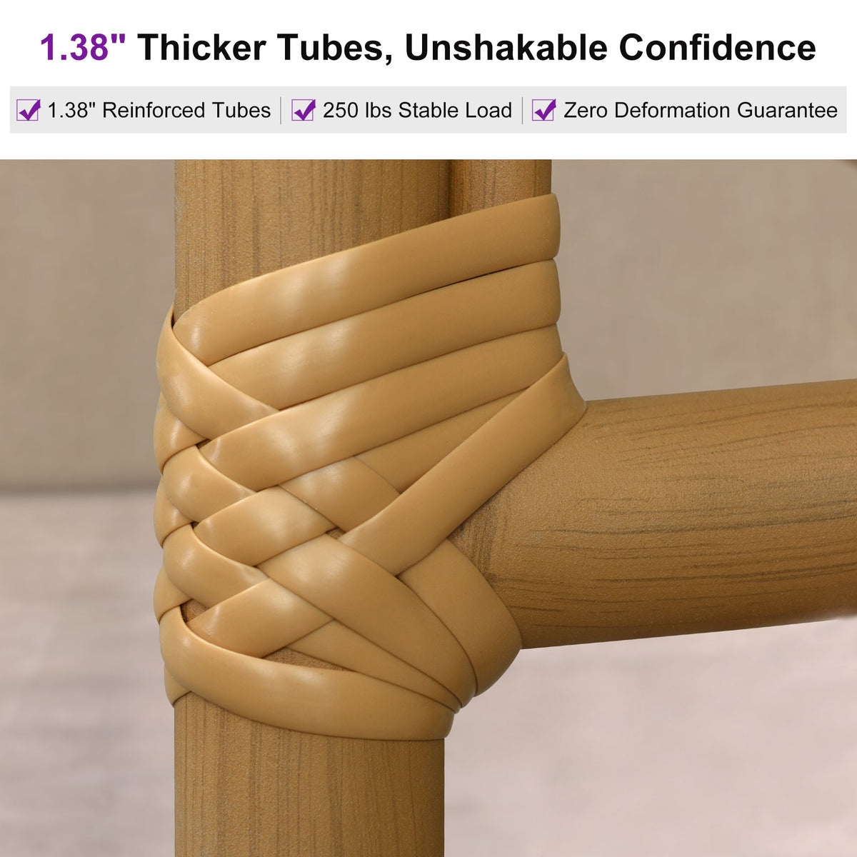 PURPLE LEAF Outdoor Bar Height Stools Set of 2 French Country Patio Rattan Bar Stool Chairs Outdoor Armless Barstools for Porch Garden Indoor Kitchen