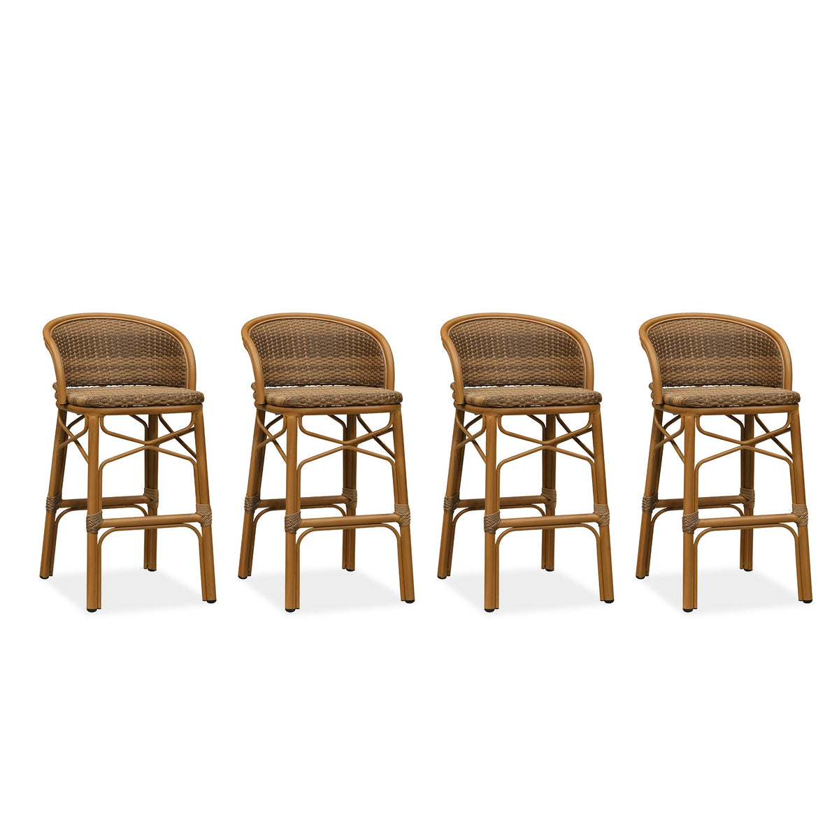 PURPLE LEAF Outdoor Bar Stools Set of 2 Rattan Patio Tall Bar Chairs Aluminum Frame with Back Barstools for Kitchen Garden Backyard Bistros Restaurant