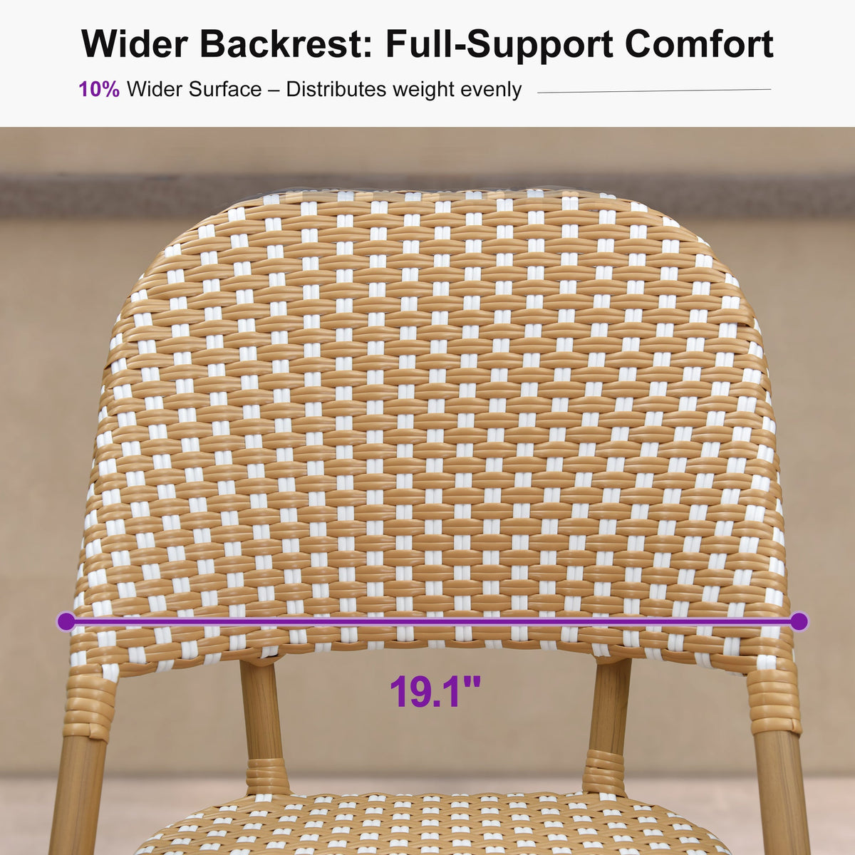 PURPLE LEAF Outdoor Bar Height Stools Set of 2 French Country Patio Rattan Bar Stool Chairs Outdoor Armless Barstools for Porch Garden Indoor Kitchen