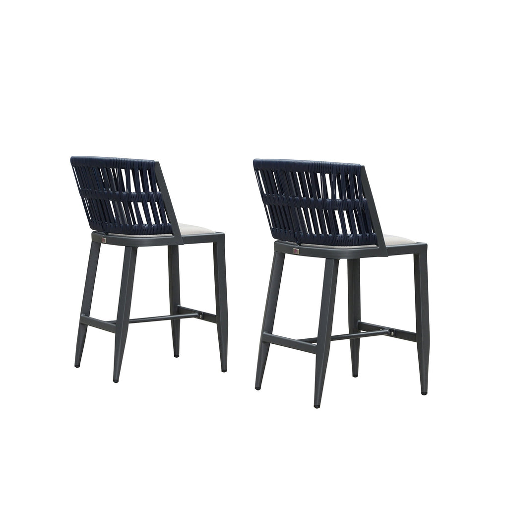 PURPLE LEAF Outdoor Bar Stools Set of 2 for Overweight Wicker Rattan Patio Barstools Woven Modern Bar Chairs with Backrest and Cushions for Garden Outside