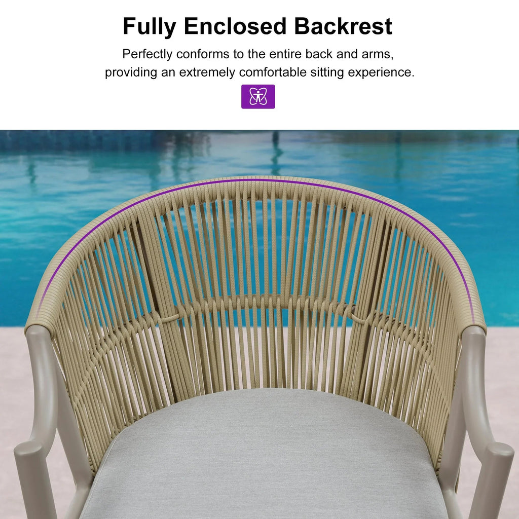 PURPLE LEAF Patio Bar Stools Set of 2 Outdoor Wicker Modern High Bar Chairs Metal Cushioned Barstools with Backs and Ergonomic Armrest