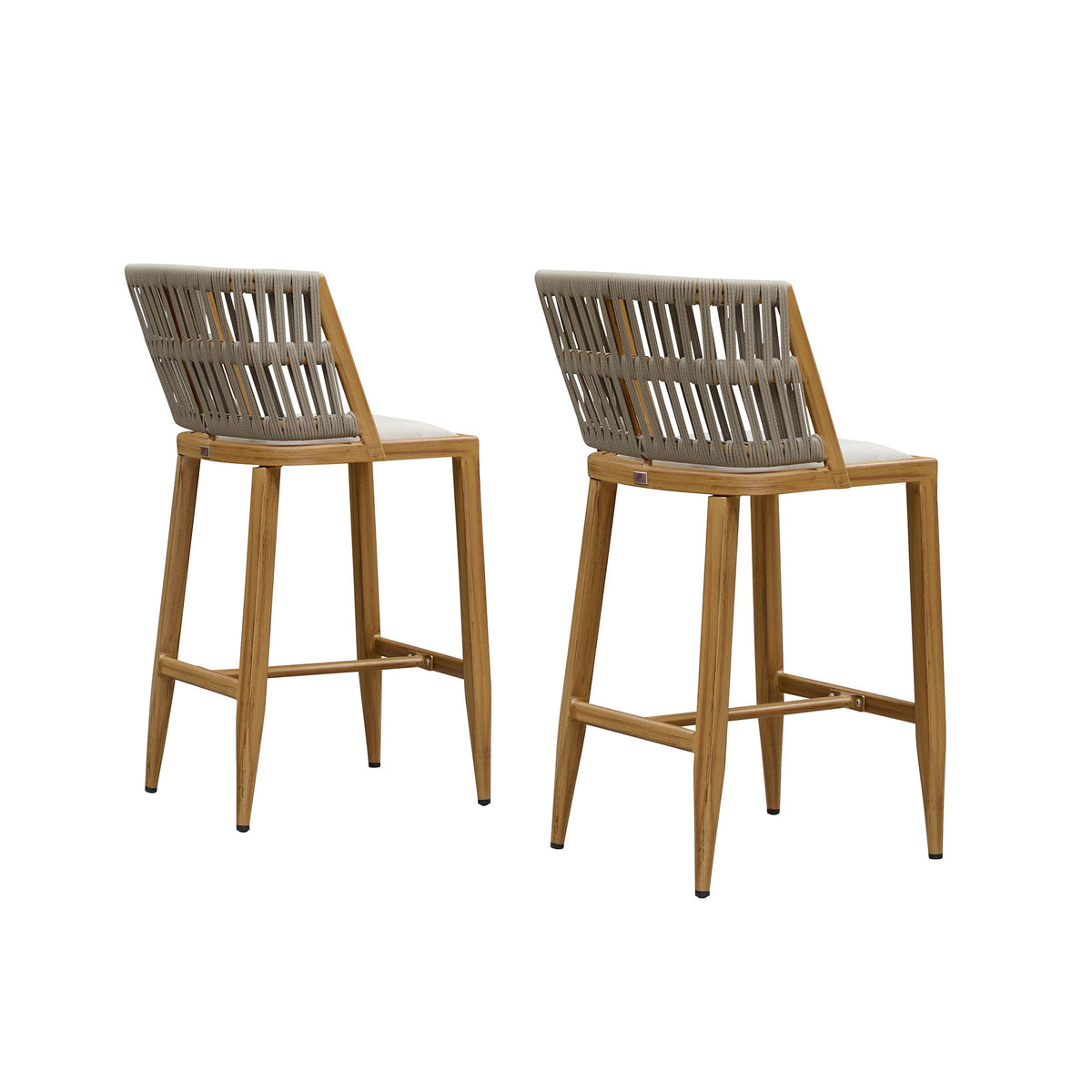 PURPLE LEAF Outdoor Bar Stools Set of 2 for Overweight Wicker Rattan Patio Barstools Woven Modern Bar Chairs with Backrest and Cushions for Garden Outside