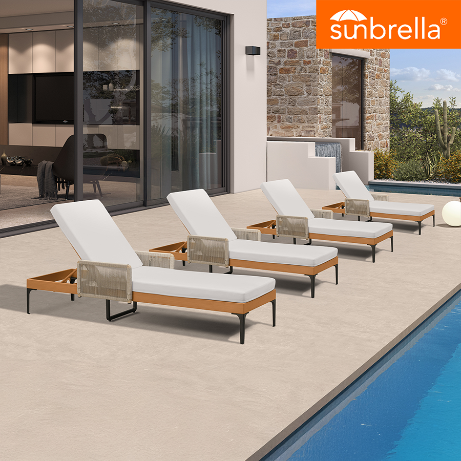 PURPLE LEAF Outdoor Chaise Lounge Sunbrella Patio Lounge Chair Recliner and Cushion for Poolside Balcony Backyard