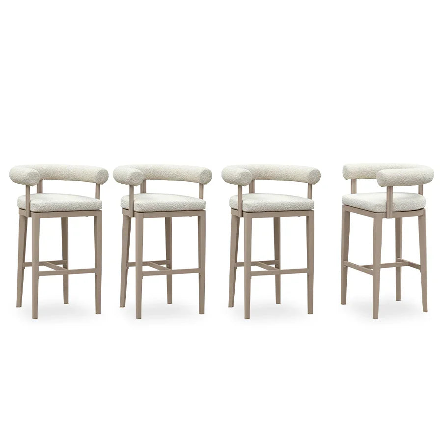 PURPLE LEAF Provence Outdoor Bar Stools Set of 2 Modern Olefin Upholstered Barstools with Back and Armrest Bar Chairs for Garden Kitchen Island