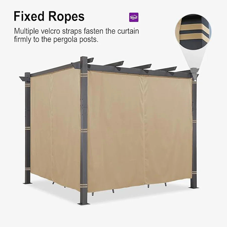 PURPLE LEAF Outdoor Retractable Pergola with Sun Shade Canopy Patio Aluminum Pergola With Curtains
