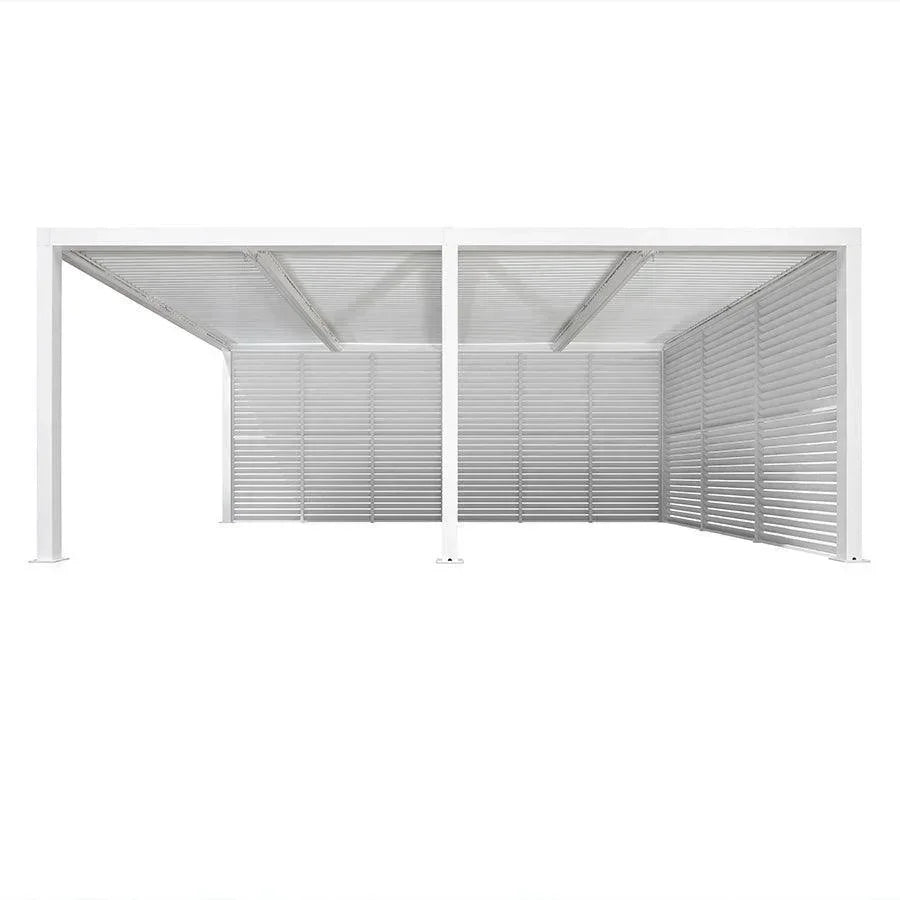 PURPLE LEAF Athena Louvered Pergola white Outdoor Aluminum Pergola with Shutter Wall Adjustable Gazebo Rainproof for Patio Deck Garden