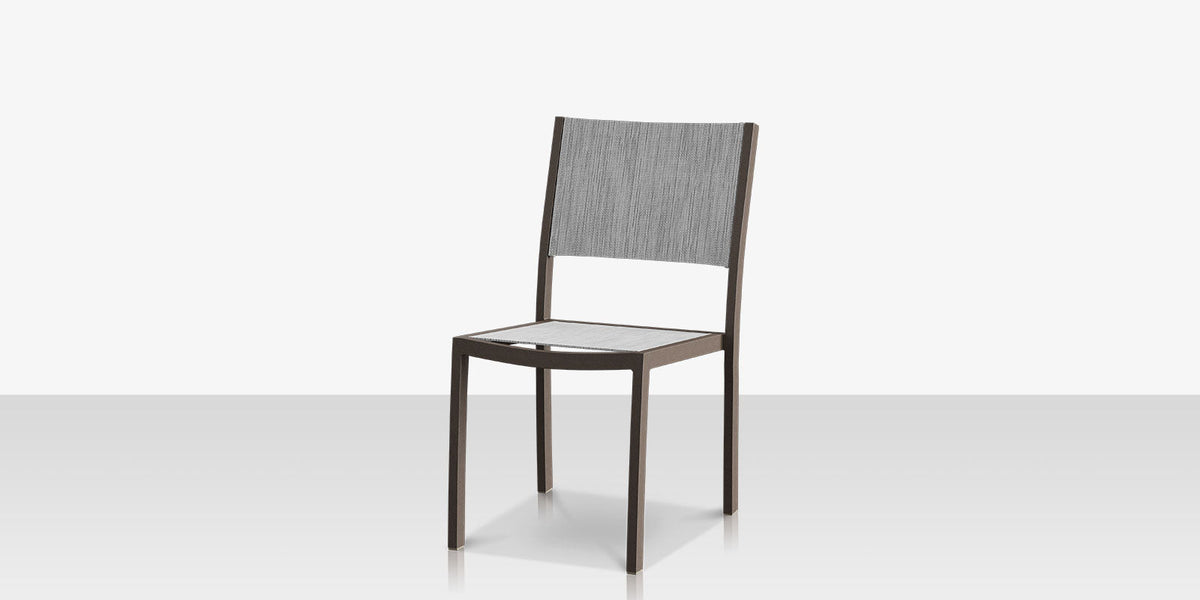 Fusion Dining Side Armless Chair - Tex Gray Frame / Metallica Platinum Sling